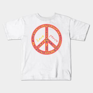 Peace and lovel, colorful and groovy hippie sign Kids T-Shirt